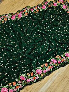 Hấp dẫn chất lượng tốt xu hướng georgette với chủ đề và sequins thêu làm việc Saree người phụ nữ thời trang xuất khẩu để bán - Product Image 6