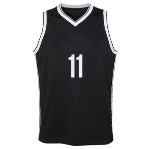 Créez votre propre maillot de basket-ball Maillot de basket-ball en polyester uni noir personnalisé en gros - Product Image 2