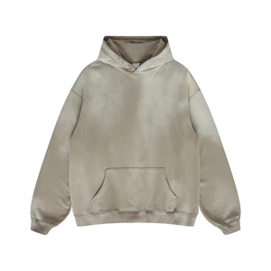 400G 100% coton épaissi laine à capuche pour hommes épissé recadrée Boxy Fit surdimensionné grande taille imprimé tricot pull à capuche hiver - Product Image 5