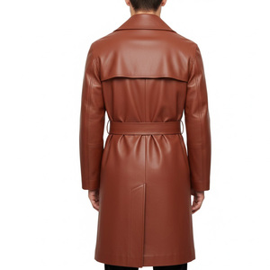 เสื้อเทรนช์โค้ทหนังสำหรับผู้ชายเสื้อคลุมยาวทำจากผ้าฝ้ายให้ความอบอุ่นสำหรับฤดูหนาว - Product Image 2