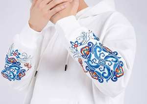 Sudadera con Capucha para Hombre, Blanca, con Diseño Gráfico, Forro de Felpa, Bordado 3D, Estilo Urbano - Product Image 5