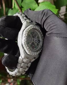 Premium VVS Iced Handset Reloj mecánico de lujo personalizado White Lab Grown Diamond Bezel Pantalla analógica Hombres Mujeres - Product Image 4