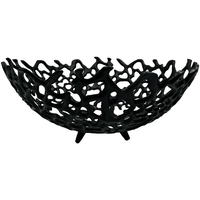 Gesneden werk Art Deco design aluminium fruit schaal met zwarte poedercoating afwerking bruiloft Ramadan stijlvol servies huis kantoor