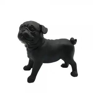 Escultura de Metal de Pug para decoración del hogar, escultura decorativa con recubrimiento de polvo negro mate para perros y animales