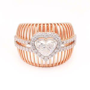 Igi แหวนรูปหัวใจที่ดีได้รับการรับรองจากเจ้าหญิงมรกตตัดเพทายสีเหลืองทองโรเดียมชุบ - Product Image 1