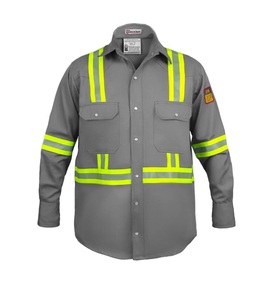 Custom Hi Vis Flame Resistant FR Reflective Anti-Static Waterproof Lightweight 100% Cotton Button Workwear Shirt Men Welding - Product Image 6