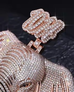 Personnalisable Style Hip Hop Fine Jewelry Pendentifs & Charms Iced Elephants Face Moissanite Diamond Pendant 925 Silver for Him - Product Image 3