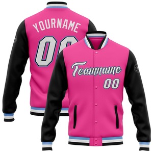 Veste bomber décontractée d'hiver sur mesure en noir, rouge et gris, à fermeture éclair intégrale, style varsity, à lettres, tendance, vente en gros directe de l'industrie - Product Image 3