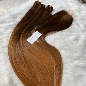 Extensions de cheveux orange raides d'os vietnamien vierge de haute qualité tissent des cuticules alignées pour des cheveux humains de haute qualité de couleur ombrée - Product Image 2