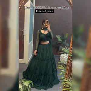 Lehenga Choli moderne bleu sarcelle attrayant, pour les fêtes, en soie georgette, travail de séquence, chemisier entièrement cousu, volant amovible, toutes saisons - Product Image 1