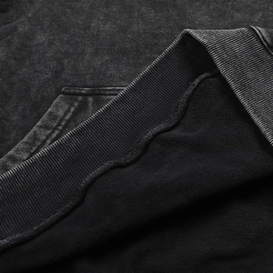 Sudadera con capucha desgastada de Color con logotipo personalizado, ropa de calle, parches de retales bordados personalizados lavados con ácido Vintage para hombre, Sudadera con capucha - Product Image 3