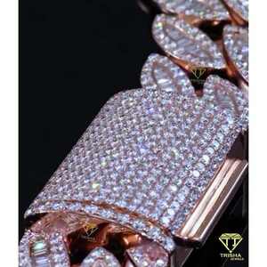 Cadena de eslabones cubana cultivada en laboratorio de 18mm, collar helado con Baguette y corte redondo VVS, probador de diamantes de pases cultivados en laboratorio - Product Image 6