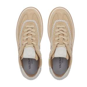 Pour les baskets Valentino en daim brillant contrastées - Beige - Product Image 3