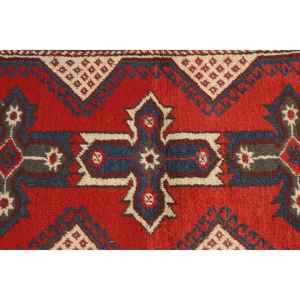 Tapis turc 2,6 x 9,4 pieds, tapis de couloir vintage, tapis en laine rouge et bleu ombré - Product Image 5