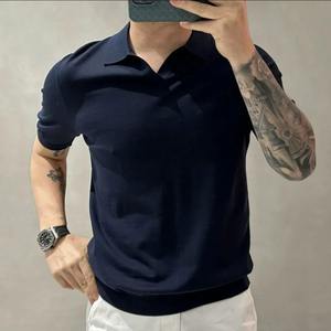 POLO para hombre, ropa informal, moda de alta calidad, sencillo, elegante, informal, novedad de verano, Polo fino sólido, solapa para hombre de retazos - Product Image 2