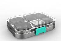 Boîte à bento en acier inoxydable 304, 900 ml, 3 compartiments, avec couvercle Tritan, étanche, compatible micro-ondes, pour préparation de repas