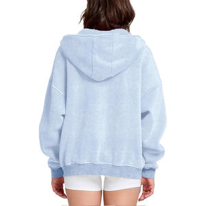 Stylish Acid Wash <b>Zip</b> <b>Up</b> Hoodies <b>Men</b> Custom Embroidery Streetwear Gym Wear Hooded Jackets Bulk OEM Supplier Price - Product Image 2