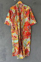 Kimono de algodón hecho a mano para mujer, ropa de playa, Kimono, bata de noche india, ropa de dormir de algodón, kimono con estampado Floral
