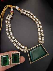 Top fabricant indien de qualité supérieure multicolore AD CZ Polki bijoux de mode de mariée élégants pour fille - Product Image 2