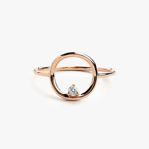 Anillo de Diamante Circular Solitario de Primera Calidad, Cultivado en Laboratorio, 0.05 Quilates, Color G, Claridad SI, Oro Sólido de 14K, Pieza Sencilla para Uso Diario para Mujer - Product Image 2