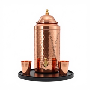 Grand distributeur de boissons en cuivre martelé écologique avec élégant support en métal pour les fêtes et la décoration intérieure - Product Image 3