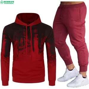 Behram International Sportswear Heavyweight Custom Tracksuit Fleece <b>Pullover</b> Hoodie Trouser Sets Side Pockets Autumn - Product Image 2