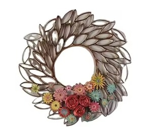 Colgador DE CORONA DE Metal de hojas de colores múltiples de calidad superior para el hogar y Villa, decoración de puerta de Navidad, guirnaldas de boda elegantes - Product Image 4