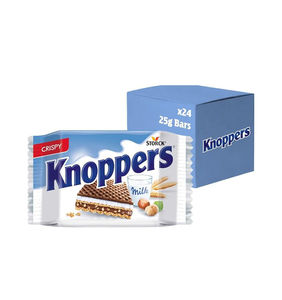 Auténticas barras de oblea Knoppers alemanas con chocolate y avellanas, 25g, paquete de 8 cajas de exhibición para distribución mayorista a supermercados - Product Image 5