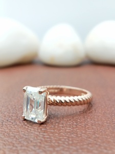 Bague de Fiançailles et de Mariage Solitaire Personnalisée Fantaisie Diamant Taille Émeraude Certifié GIA Argent 925 Or 14k 18k Cadeau Fêtes 100% - Product Image 6
