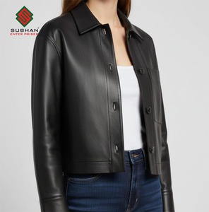 Blouson Bomber Casual d'Hiver pour Homme avec Col Mandarin Fermeture Éclair Motif Uni Cuir Synthétique Service OEM - Product Image 3