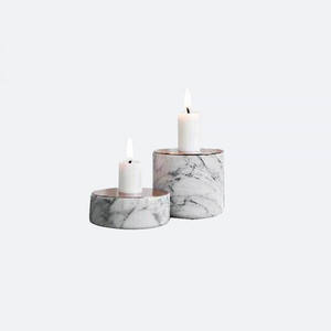 Photophore en marbre pour fêtes de noël, support en pierre noire et blanche, ensemble de couleurs, bougeoir en marbre et photophore - Product Image 6