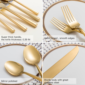 Set di <span class=keywords><strong>Posate</strong></span> in Acciaio Inox Dorato Moderno per Matrimoni, <span class=keywords><strong>Servizio</strong></span> per 4 Persone - Product Image 4