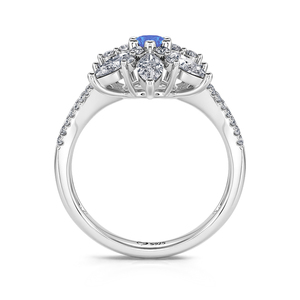 Jeulia Sterling Silver Snowflake Marquise Cut <b>Split</b> Shank <b>Ring</b> Rose Gold Plated Adjustable - Product Image 3
