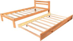 Cadre de lit en bois de pin massif avec lattes en bois dur pour chambre de garçons et de filles - Product Image 2