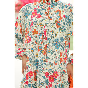 Robe Hijab Rose en Mousseline de Soie de Haute Qualité, Imprimé Floral Semi-Boutonné, Taille Empire, Simple, Élégante et Modeste, Idéale pour les Fêtes, en Soie - Product Image 6