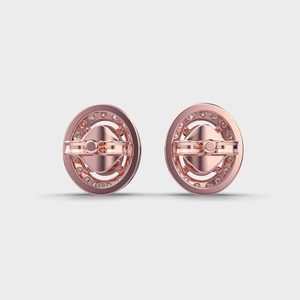 7*5 Mm Flottant Halo Oval Cut Lab Grown Diamond Boucles d'oreilles 14k Solid Gold Charm Push Back Boucles d'oreilles à breloques pour femmes - Product Image 4