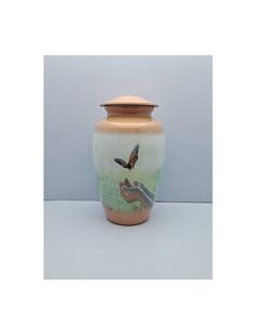 Urne funéraire papillon de haute qualité en aluminium brillant de 220 pouces cubes de capacité américaine pour l'enterrement Brassworld India - Product Image 1