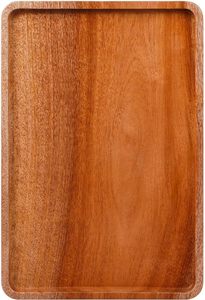 ถาดไม้มะม่วงสี่เหลี่ยมหรูหราพร้อมที่จับสามเหลี่ยมดีไซน์สุดหรูถาดเสิร์ฟอาหารอเนกประสงค์ในครัวสีน้ำตาลเงิน - Product Image 5