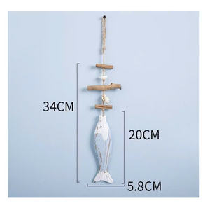 Esqueleto de Pez de Madera Náutico Personalizado para Colgar |   Arte de pared rústico azul armónico |   Adorno Decorativo a Gran Escala para Cafeterías - Product Image 1