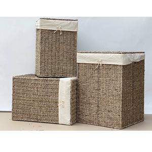 Handcrafted Multi-Purpose Storage Bin Square Natural Seagrass Organize Storage Baskets <b>Household</b> <b>Items</b> with Style - Product Image 2