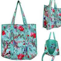 Hand Block Printed Quilted Cotton Einkaufstasche Umwelt freundliche Mix Pattern Style Indische Schulter für Frauen Hand gefertigt