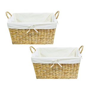 Elegante cesta de almacenamiento de jacinto de agua de bambú de ratán de algas marinas con forro de algodón perfecto para una organización elegante - Product Image 1