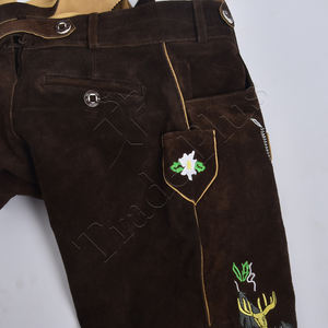 Short Lederhosen bavarois Oktoberfest personnalisé de haute qualité pour hommes Motif solide Cuir brodé Textiles en gros Cuir - Product Image 6