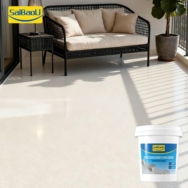 Anti-Slip Epoxy Colored Sand Floor Paint, Waterproof Self-Leveling Coating for Industrial Commercial Floor, Quick-Drying