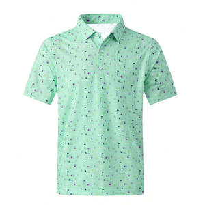 Chemise de performance pour homme |   Maillot à manches courtes |   Drapeau de golf vert menthe avec motif vin, impression numérique |   Respirant et anti-humidité - Product Image 1