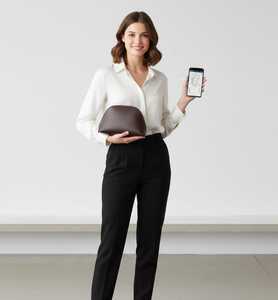 Bolsa de Maquillaje de Cuero Marrón Premium, Bolsa de Cosméticos de Viaje con Cierre, Estilo Minimalista, Regalos de Lujo para Mujer - Product Image 2