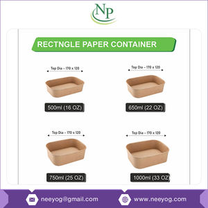 Reputed Manufacturer Selling Eco-friendly & Leakproof Rectangle Shape Food <b>Take</b> <b>Away</b> 1000ml Kraft Paper <b>Containers</b> or Boxes - Product Image 3