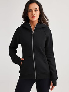 Sudadera con capucha y cremallera extragrande y ligera para mujer con logotipo personalizado con cordón en la parte delantera para otoño e invierno, venta al por mayor - Product Image 2