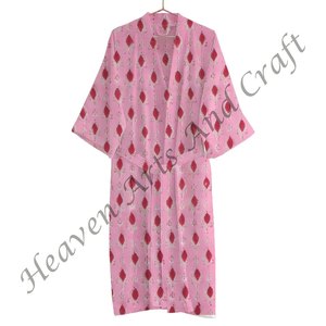 Main Bloc Imprimer À La Main À La Main Maxi Robe Robe Coton Peignoir Indien En Gros Kimono Style Vêtements De Nuit - Product Image 3