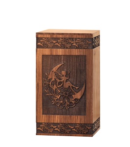 Moon Angle Cremation Urn Wood Adults for <b>Ashes</b> Funeral Burial Lid <b>Pet</b> Urn <b>Keepsakes</b> for Memorial Creative Box Decorative Medium - Product Image 1